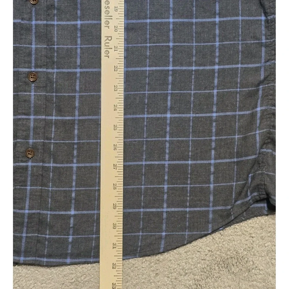 Faherty The Movement Button Shirt Men 2XL Performance Gray‎ Blue Windowpane